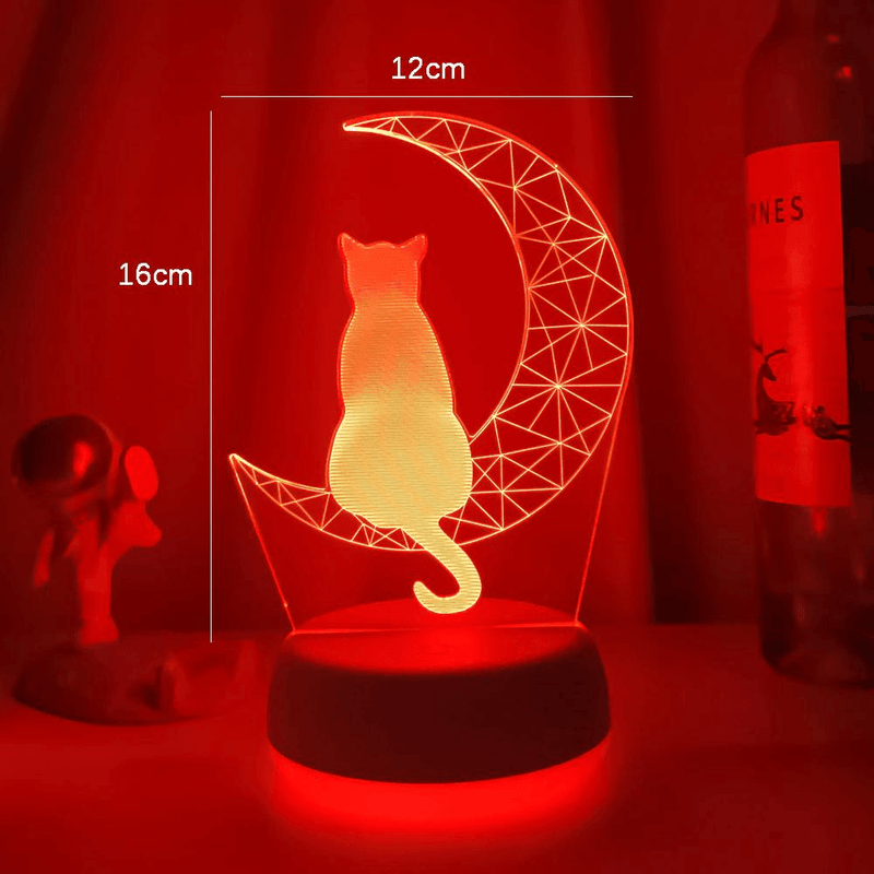 Luminária Gato na Lua - 7 Cores de luzes